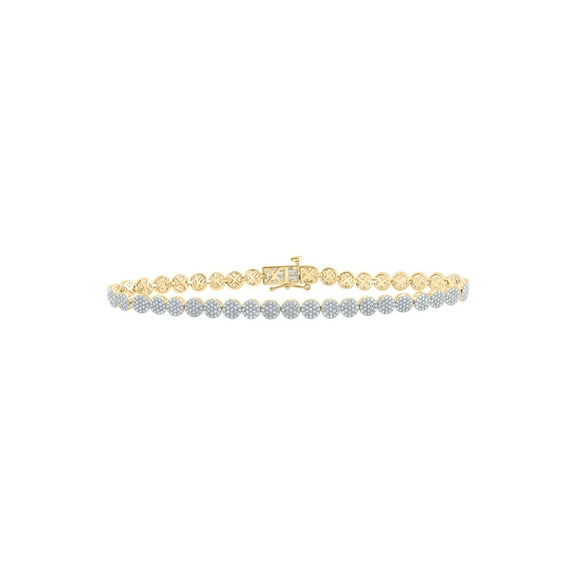 Macey Worldwide Jewelry 10k Yellow Gold Mens Diamond Circle Link Bracelet 3 Ctw