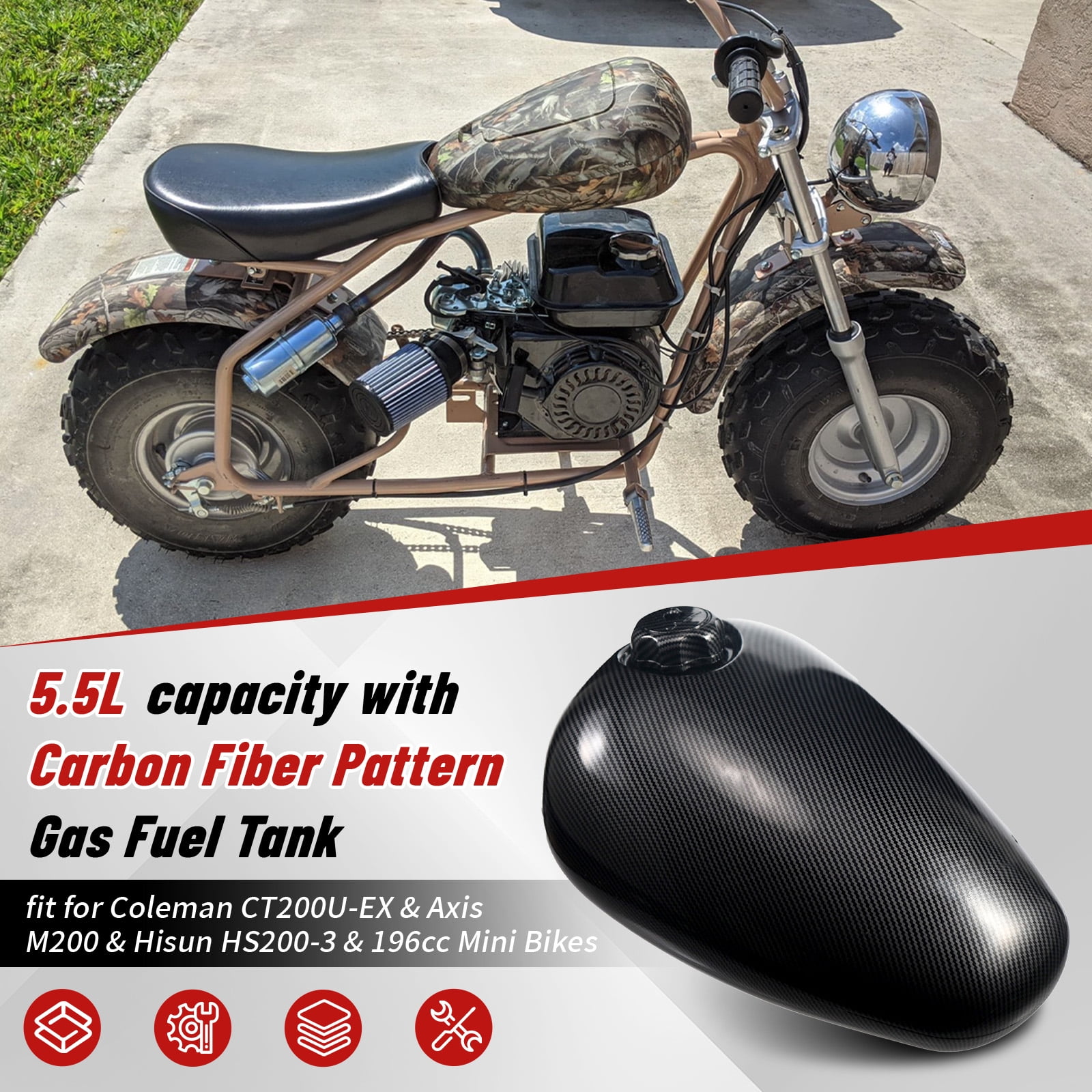 Mini Bike Gas Tank For Coleman Ct200u-Ex For Axis M200 For Hisun