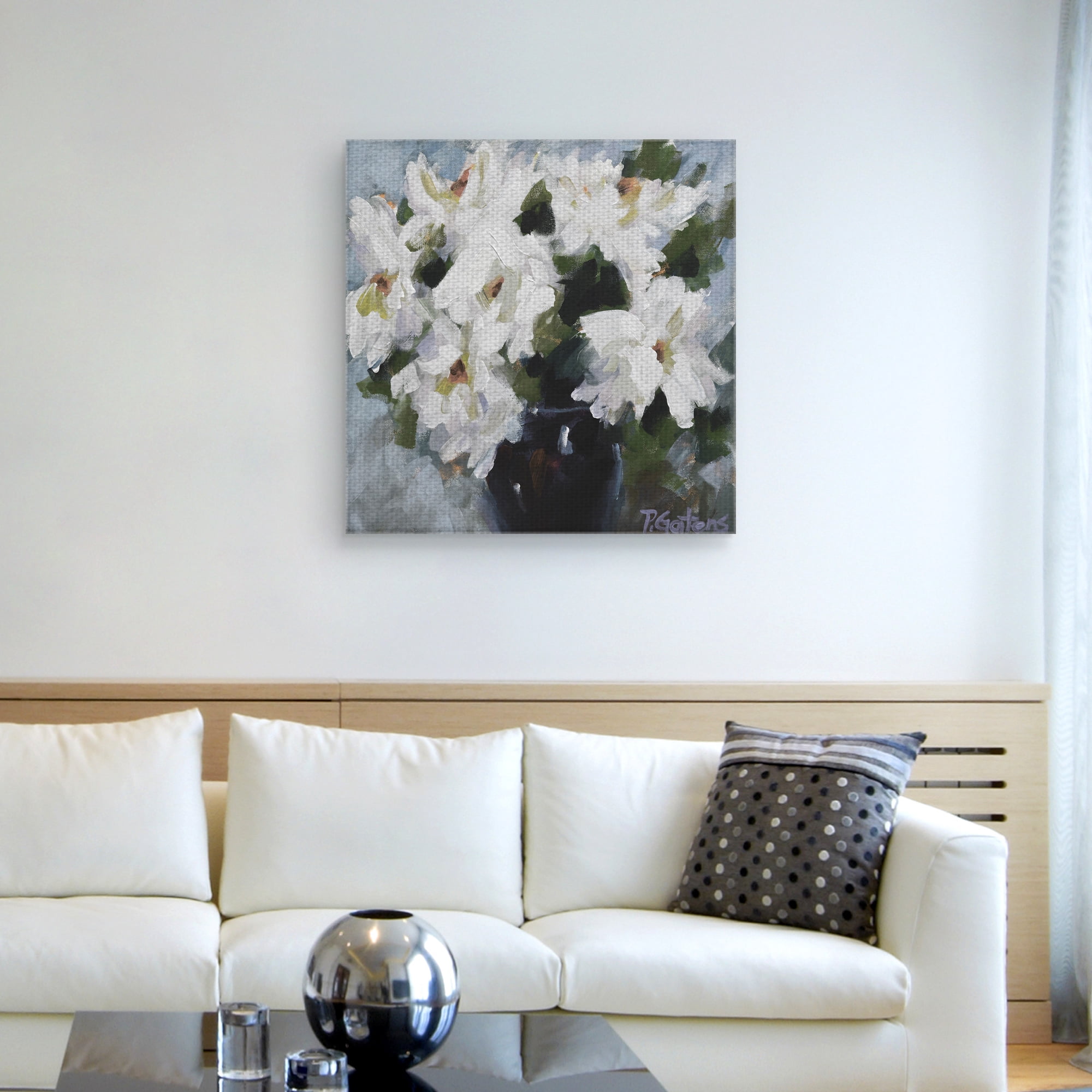 Masterpiece Art Gallery White Peony Bouquet Soft By Pamela Gatens Canvas Art Print 24" x 24"