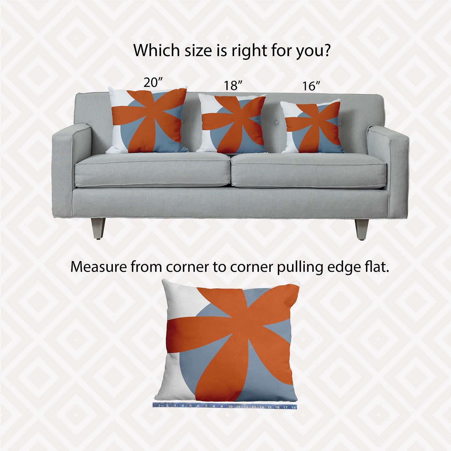 18" x 18" Simply Daisy Bold Flower Indoor/Outdoor Pillow, Perfect Orange Qty 1