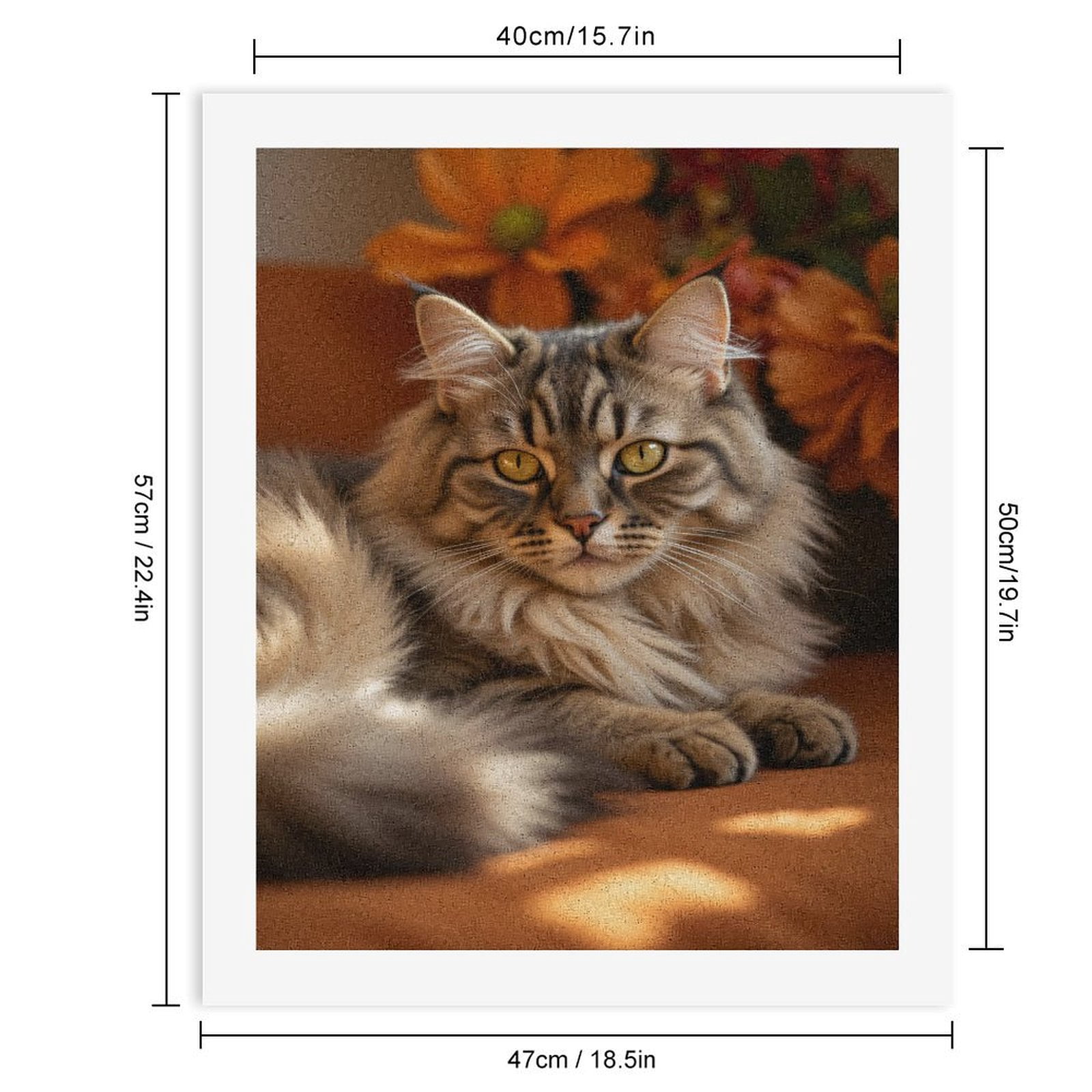 Paint by Numbers Kit for Adults, Cat With Orange Flowers Paint by Numbers, Easy Paint by Numbers Kit for Adults Beginner, DIY Adult Paint by Number Kits on Canvas, 12x16in Home Decor