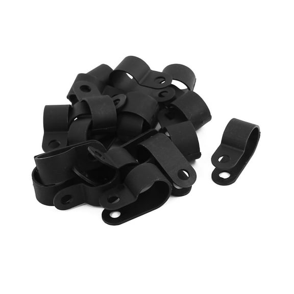 20Pcs Nylon R Type 1/2" 13.2mm Cable Cord Wire Clamp Clip Fastener Black