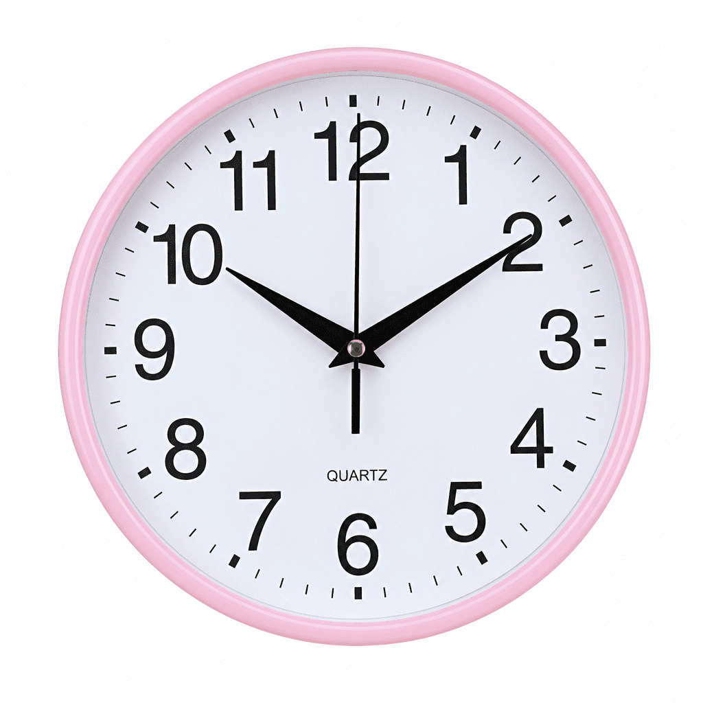 AURENIX 2026 New Modern Silent Wall Clock with Pink Frame,12-Inch Non-Ticking Quartz Movement for Home,Office,And Classroom Decor for Living Room,Study,Bedroom,Office Space,Peaceful Environment