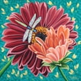 thumbnail image 2 of Vitaletti, Carolee 12x12 Black Ornate Wood Framed with Double Matting Museum Art Print Titled - Dragonfly on Blooms II, 2 of 4
