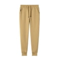 thumbnail image 3 of Men Lined Joggers Pants Winter Soft Active Running Outdoor Sweatpants Khaki L, 3 of 7