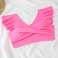 thumbnail image 6 of UTSJKR Two Piece Swimsuit for Women High Waist Bikini Set Tummy Control Padded Swimsuit Bathing Suit with Ruffle Sleeves Hot Pink M, 6 of 9