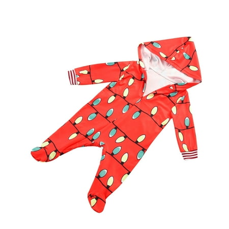 

Blueek Parent-Child Warm Christmas Set Printed Home Wear Pajamas One-Piece Baby Set