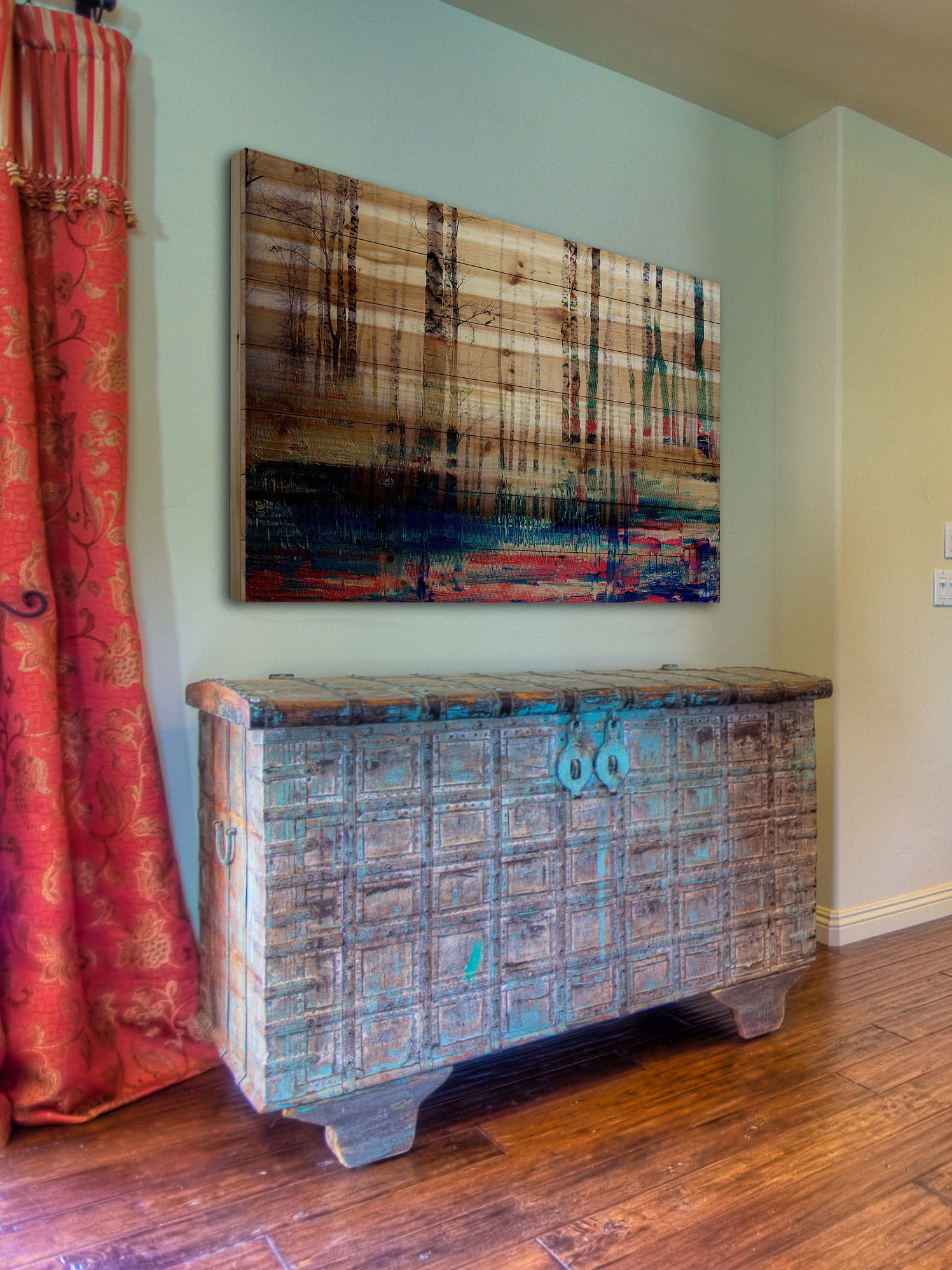 "Shaded Colors" Painting Print on Natural Pine Wood