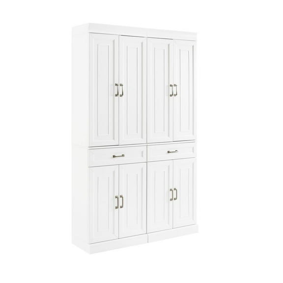 Crosley Furniture Stanton Traditional MDF Wood Pantry in White (Set of 2)