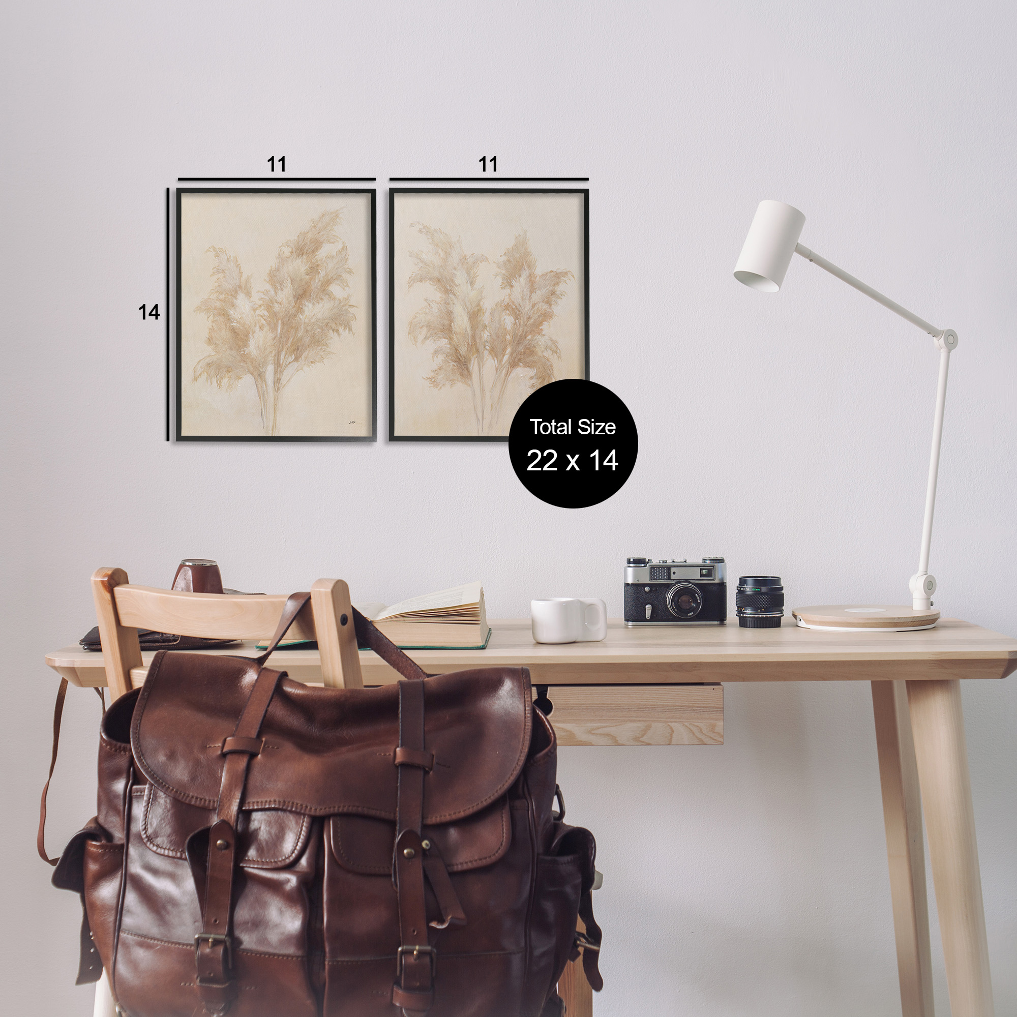 Stupell Industries Rural Reeds Studies Botanical & Floral Drawing Black Framed Art Print Wall Art, 11 x 14, Set of 2