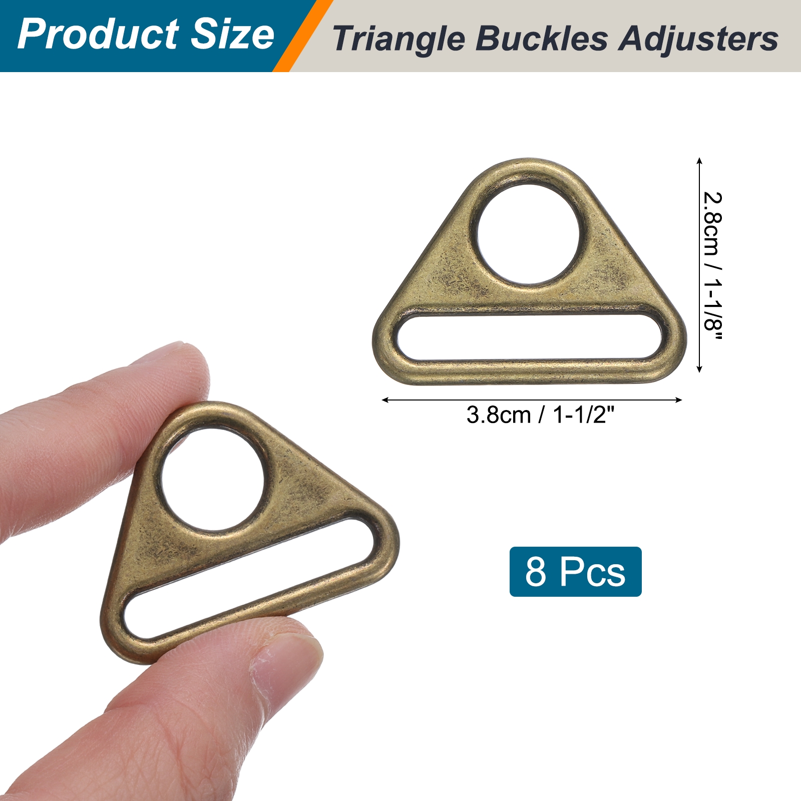Unique Bargains Durable Triangle Buckles Adjuster D Rings Strap Use Bronze