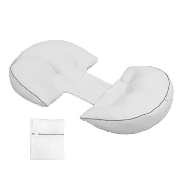Side Sleeper Pregnancy Pillow Adjustable Soft Breathable Comfortable Maternity Body Pillow Support for Pregnant Women White