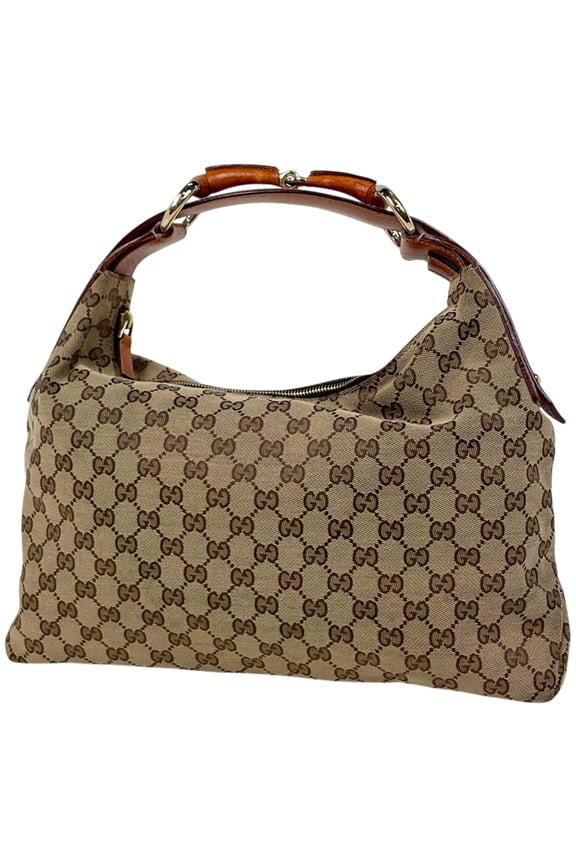 Pre-Owned Gucci GG pattern Horsebit shoulder bag, one-shoulder handbag, canvas, brown, 115867,...