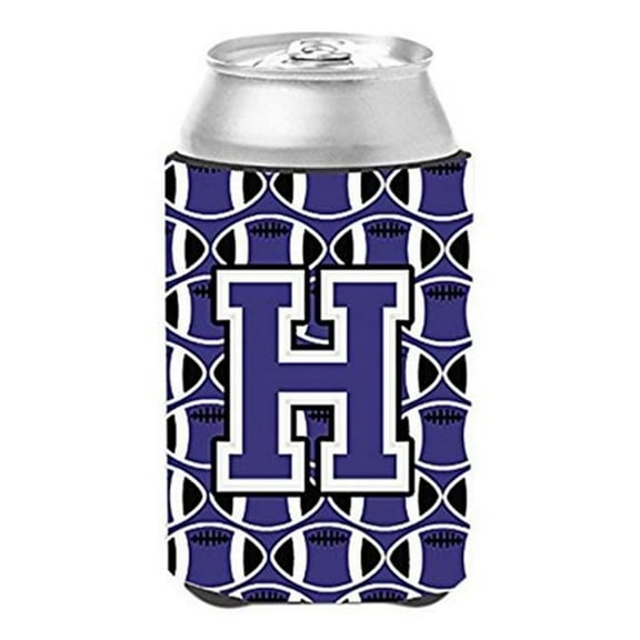 Letter H Football Purple & White Can or Bottle Hugger