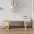 thumbnail image 2 of Zesthouse 47.2" Linen Upholstered Bench, Bedroom Bench End of Bed, Modern Ottoman Bench with Solid Wood Frame for Entryway Living Room, Beige, 2 of 9