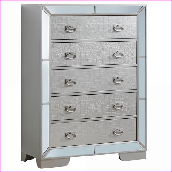 Chests & Wardrobes, Contemporary Silver Champagne Storage Chest 58"H x 32"W x 21"D | Champagne | Particle Board