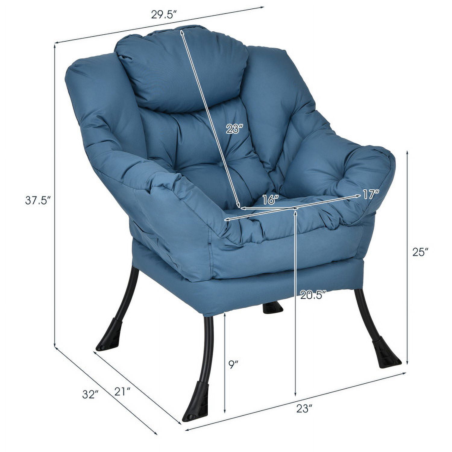 Finihen Modern Fabric Large Lazy Chair, Accent Oversized Comfy Reading Chair, Modern Polyester Fabric Lazy Chair with Steel Frame and Side Pocket, for Living Room, Bedroom, Dorm, Navy Finihen Modern Fabric Large Lazy Chair, Accent Oversized Comfy Reading Chair, Modern Polyester Fabric Lazy Chair with Steel Frame and Side Pocket, for Living Room, Bedroom, Dorm, Navy