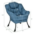 thumbnail image 5 of Topcobe Modern Polyester Fabric Lazy Chair with Steel Frame and Side Pocket, Single Sofa Lounge Chair for Living Room Bedroom Balcony, Simple Stylish Design, Navy, 5 of 11