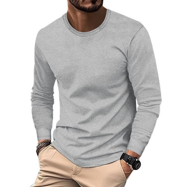 Amzcrzy Sudadera Para Hombre, Color Liso, Con Botones Y Textura, Estilo Vintage, Manga Larga, Cuello Redondo, Gris, Talla S