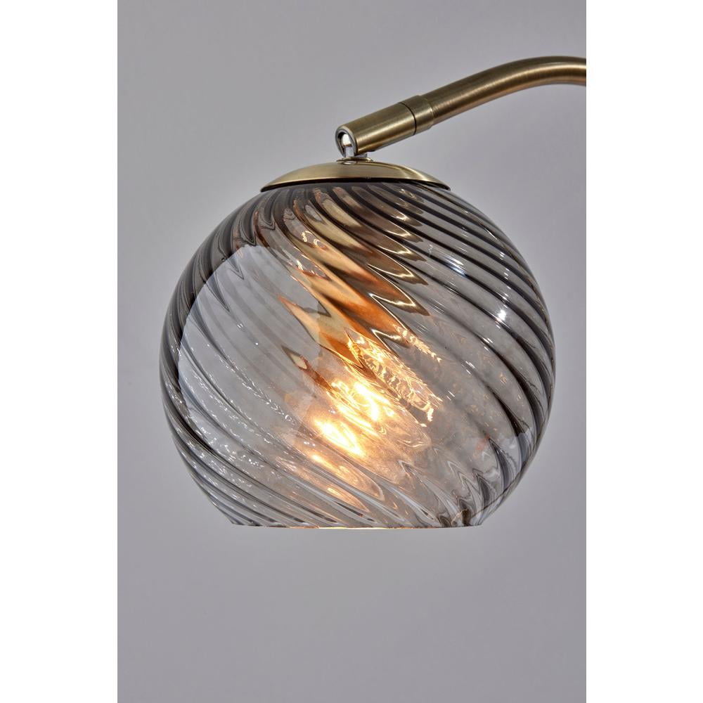 Adesso Camden 18.5" Adjustable Shade Brass Desk Lamp with Smoke Glass Globe Shade