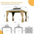 thumbnail image 6 of Domi Outdoor Living 12’x14’ Hardtop Gazebo with Wooden Coated Aluminum Frame, Galvanized Steel Double Roof, Curtains & Netting for Patio, Deck & Lawn,Wood Looking, 6 of 8