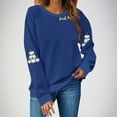 thumbnail image 2 of asdoklhq Thanksgiving Shirts for Women Thanksgiving Printed Long Sleeve Round Neck Loose Top Sweatshirt Navy M, 2 of 4