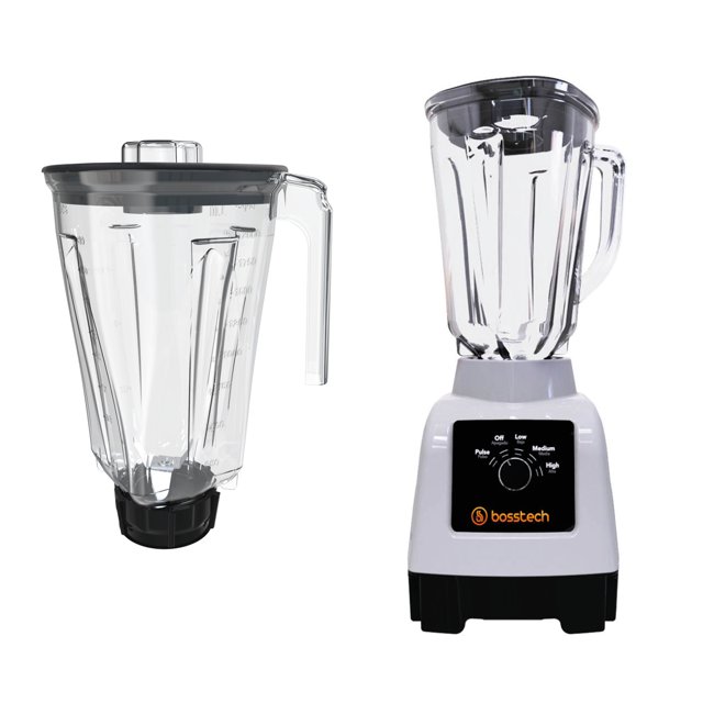 Licuadora Bosstech 750W Vaso de Vidrio+Plástico 2L Perilla 3Vel Gris