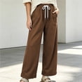 thumbnail image 2 of Zpanxa Wide Leg Sweatpants Women Elastic Drawstring Waist Loose Fit Solid Color Casual Lounge Athletic Trousers, 2 of 5