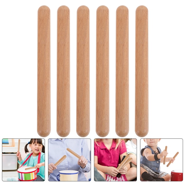 LRXIYODE 6Pack Rhythm Sticks Musical Instruments for Kids Light Brown Wood Classroom Rhythm Training