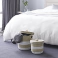 thumbnail image 3 of DecMode 13", 17"H Brown Seagrass Handmade Woven Two-Toned White Storage Basket with Matching Lids, 2-Pieces, 3 of 13