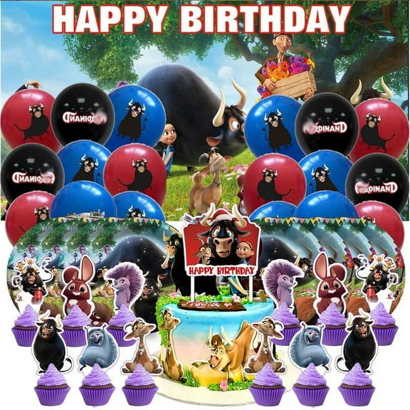 Ferdinand Balloons Plates Party Supplies Decoration Birthday Cake Topper Decor Banner Backdrop Tableware