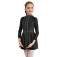 thumbnail image 3 of iixpin Kids Girls Sparkly Figure Roller Ice Skating Leotard Dress Long Sleeve Ballet Lyrical Dance Dress Dancewear Black 12, 3 of 7
