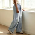 thumbnail image 4 of Women's Fashion Casual High Waist Wide Leg Jeans Loose Fit Simple Style Denim Long Pants Streetwear with Pockets Light Blue M(M), 4 of 7