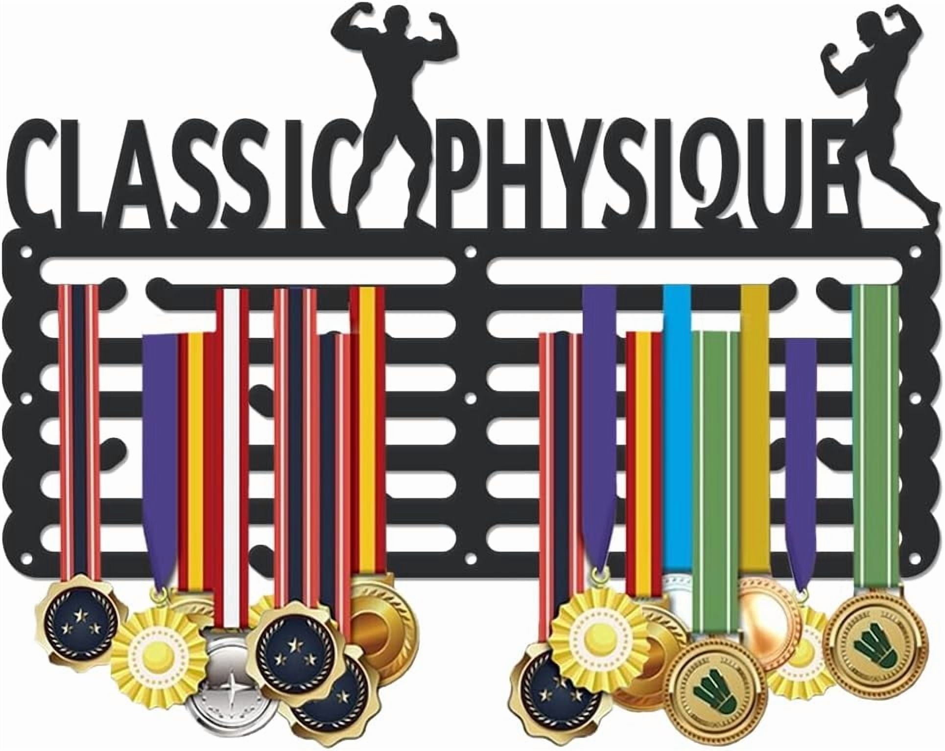 1set Sports Medal Hanger Display Medal Holder Award Metal Medals Organizer Ribbon Display Holder Rack Wall Mounted Race Non-Slip Hooks Gifts for Athletes Black