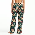 thumbnail image 4 of Women's Christmas Print Plush Pajama Pants, Soft and Comfortable Home Wear Trousers for Winter, Casual Sleepwear with Festive Design,Green,L, 4 of 5