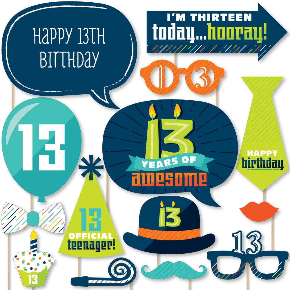 Boy 13th Birthday Official Teenager Birthday Party Photo Booth Props boy-13th-birthday-official-teenager-birthday-party-photo-booth-props