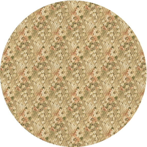 Ahgly Company Machine Washable Indoor Round Transitional Cinnamon Brown Area Rugs, 7' Round