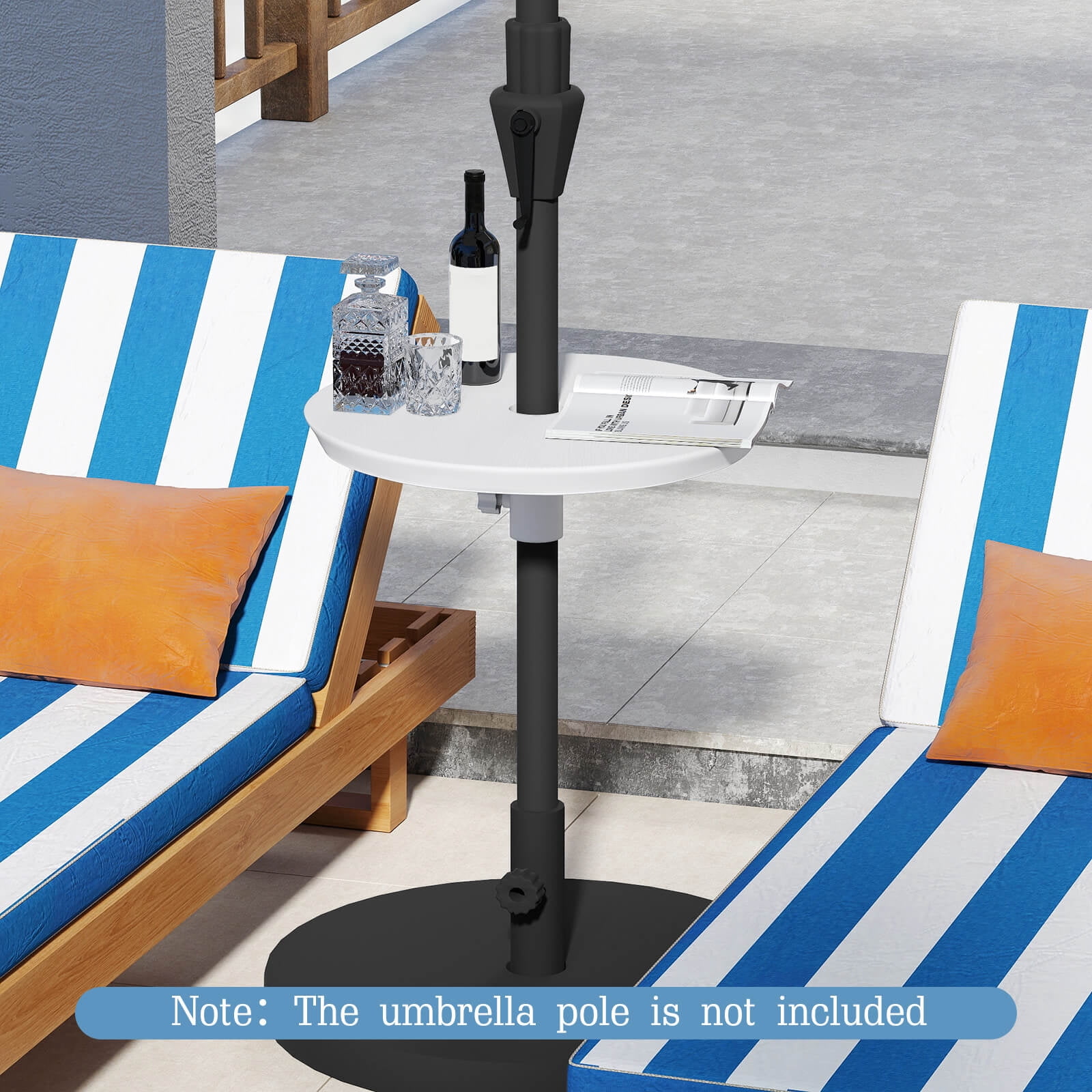 Costway 20” Outdoor Adjustable Umbrella Table for 1.5” & 1.9” Patio Umbrella Pole White