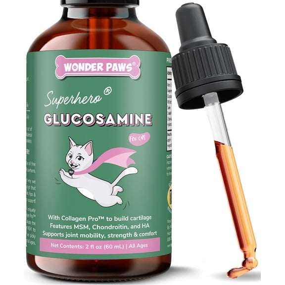 Premium Liquid Glucosamine for Cats – with Collagen, Glucosamine, Chondroitin, MSM, Taurine & Hyaluronic Acid – Cat Joint Support, Mobility & Flexibility - Hip & Joint Cat Supplement – 2oz
