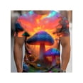 thumbnail image 3 of Men's Luminous Mushroom Forest T-Shirt- Printed Short Sleeves, Lightweight Polyester Fabric,Glow-in-the-dark Design, Casual Streetwear, Suitable for All Seasons,, 3 of 7