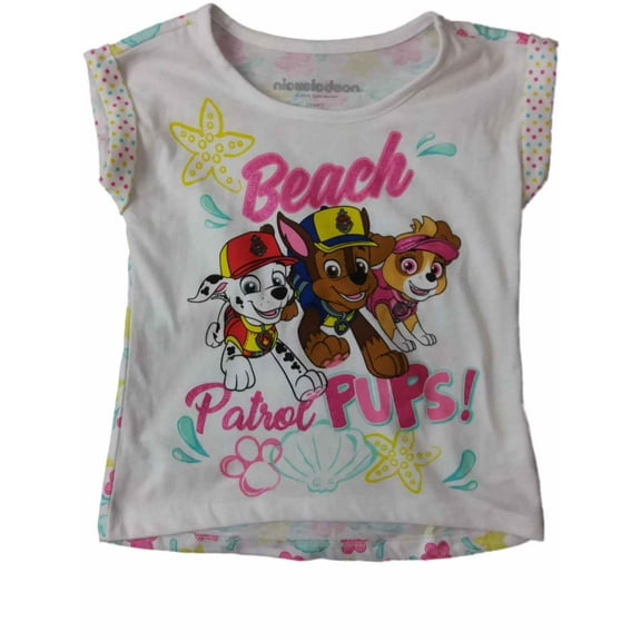 Toddler Girls Nickelodeon Paw Patrol Beach Pups Puppy Dog Tee Shirt