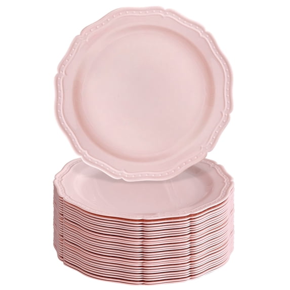 PLASTIC PLATES DISPOSABLE | 20 Baby Shower Plates | French CountrySide Collection | 10.25” | Pink