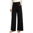 thumbnail image 3 of cocolona Womens Casual Corduroy Pants Elastic Waist Straight Wide Leg Travel Lounge Pants with Pockets, 3 of 5