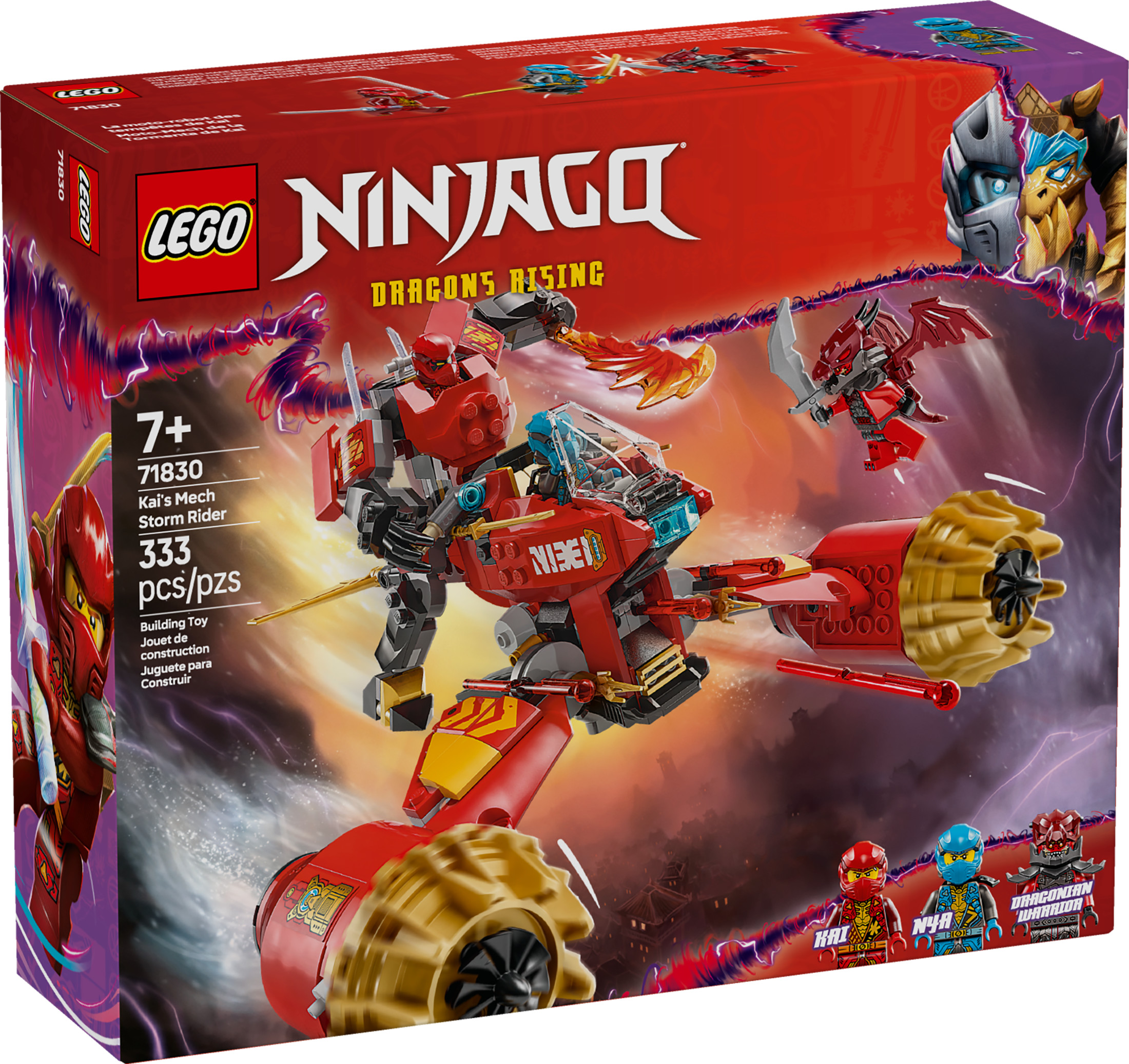 LEGO NINJAGO Jinete de la Tormenta de Kai Figura de Acción - Juguete de Construcción de Juego de Roles para Niños y Niñas, Mayores de 7 Años - Juguete Ninja para Niños con 3 Minifiguras - Idea de Regalo para Cumpleaños - 71830 2