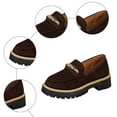 thumbnail image 5 of Rokment Womens Vintage Slip on penny Loafers Retro Suede Platform Chunky Lug Sole Oxfords Dress Shoes for Business Work Brown Size 6, 5 of 7