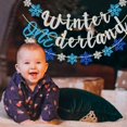 thumbnail image 6 of Winter Onederland Banner, Winter Onederland 1st Birthday Decor, Glitter Snowflake 1st Birthday Banner for Boy, Winter First Birthday Party Decorations, (Blue Silver), 6 of 6