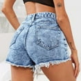 thumbnail image 4 of IROINNID Women's Casual Frayed Hem EL Sexy Denim Shorts Streetwear, 4 of 7