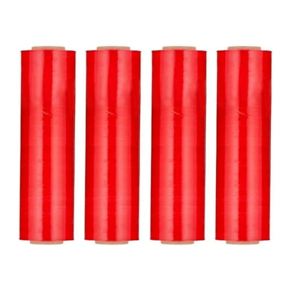 MMBM Red Tinted Stretch Wrap 18" x 1500' 8 Rolls 63 Gauge Hand Shrink Film for Moving Pallets and Securing Loads