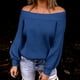 thumbnail image 2 of Gibobby Suéteres mujer, Suéter Trenzado de Cuello Redondo para Uso Diario Suéter pulóver para Mujer(Azul,M), 2 of 5