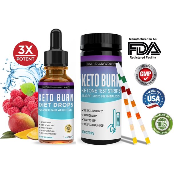 Keto Diet Drops BHB Supplement Burn Shred Faster Ketosis Weight Loss I Keto Test Strips Ketone
